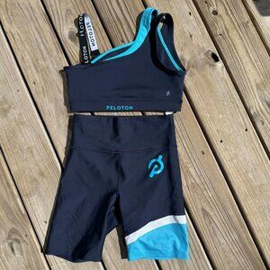 Peloton Bike Short Set S/m Navy Blue Athleisure Coastal Clean  Activewear 3211